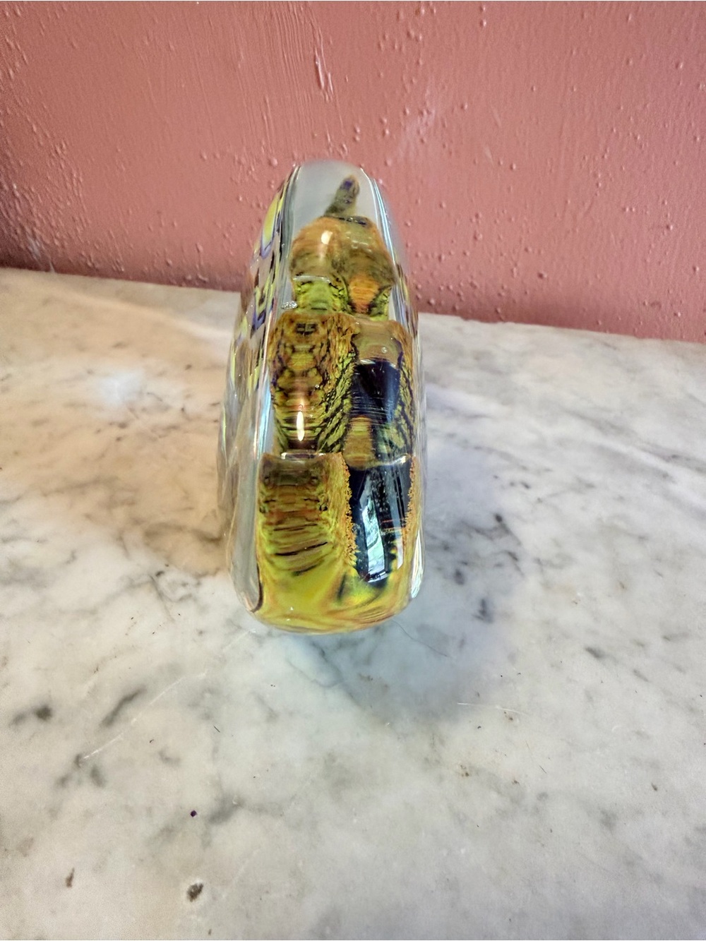 Hand-Blown Glass Fish Aquarium Sculpture - Yellow Blue Fish Design paperweight - Picture 2 of 8